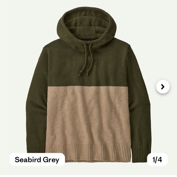 Patagonia Men's Large Recycled Wool-Blend Sweater Hoody Hoodie Grey Green NWT - Picture 8 of 9